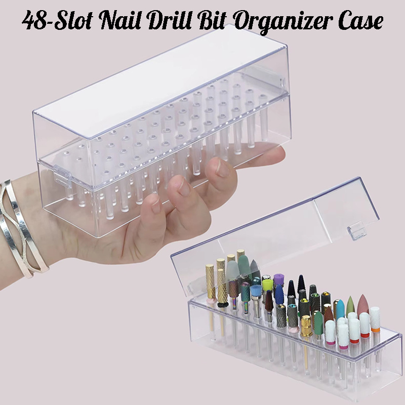 Power Tools Holder - 48 Delikli Şeffaf Tırnak Freze Uçları